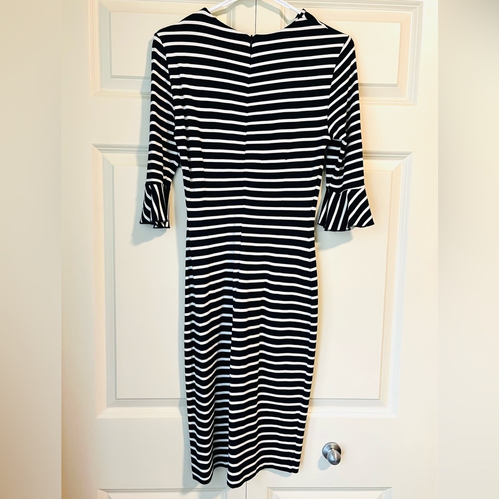 Banana Republic Casual Women Stripes Dress Solid Cotton Spandex size 4 Navy WHT - Picture 4 of 16